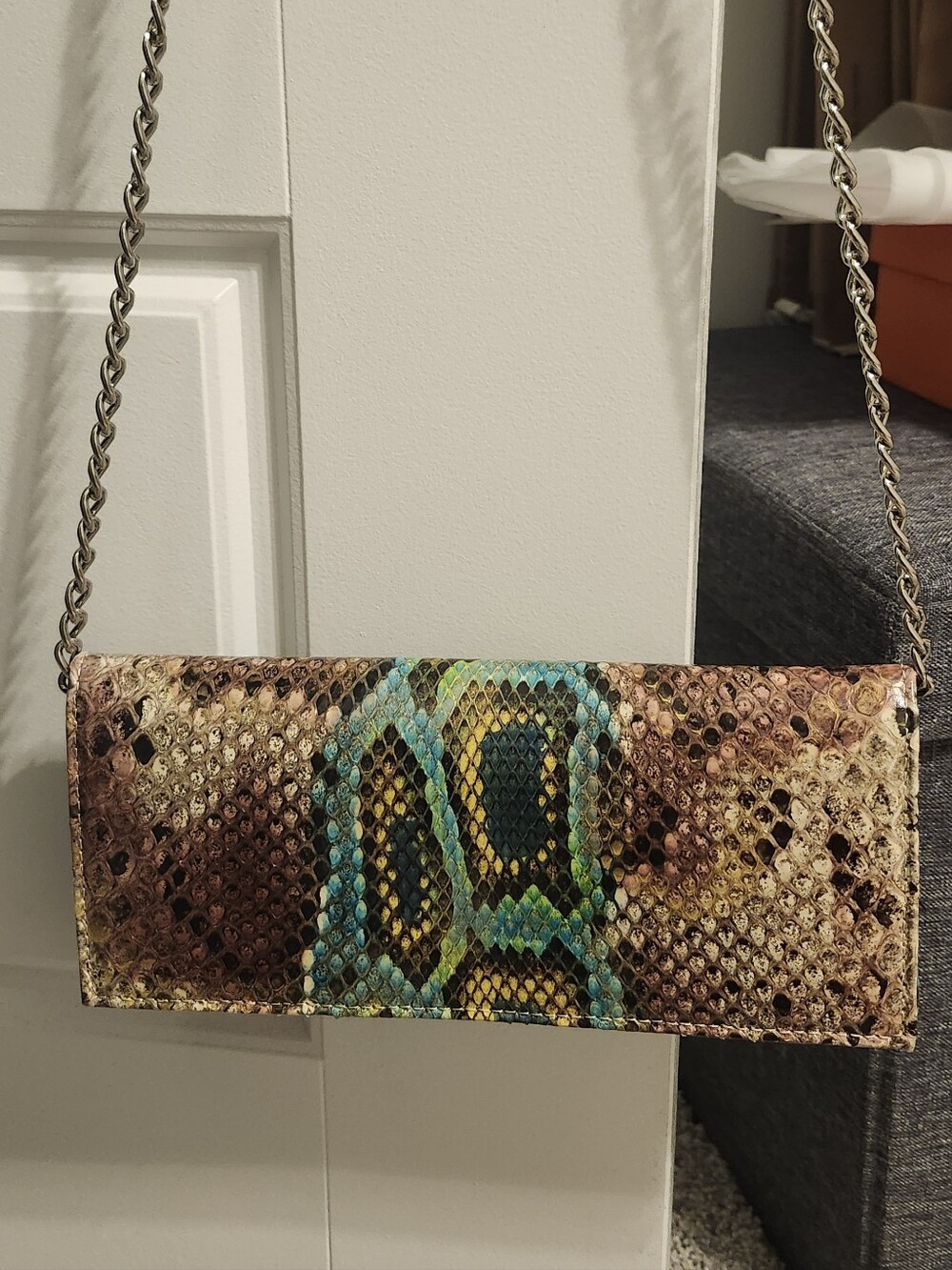 NWOT VERO PITONE Genuine Python Skin Shoulder Bag Made In Italy Multicolor